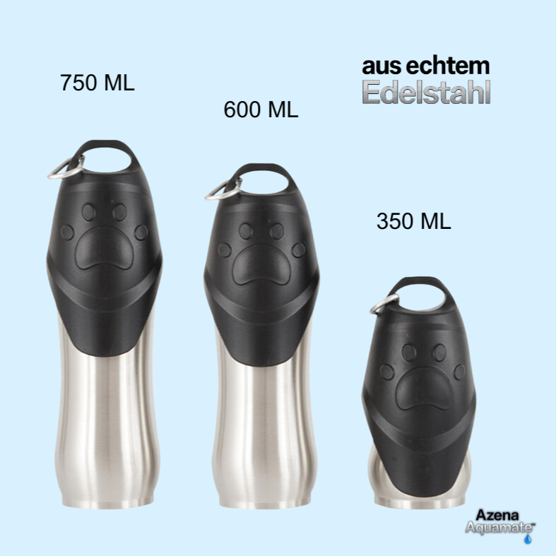 Azena AquaMate™ | Premium Hundetrinkflasche aus Edelstahl