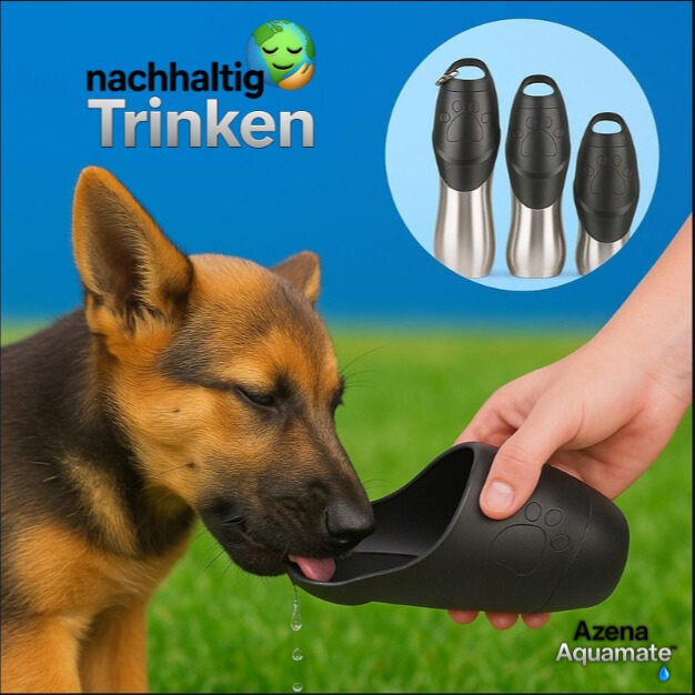 Azena AquaMate™ | Premium Hundetrinkflasche aus Edelstahl