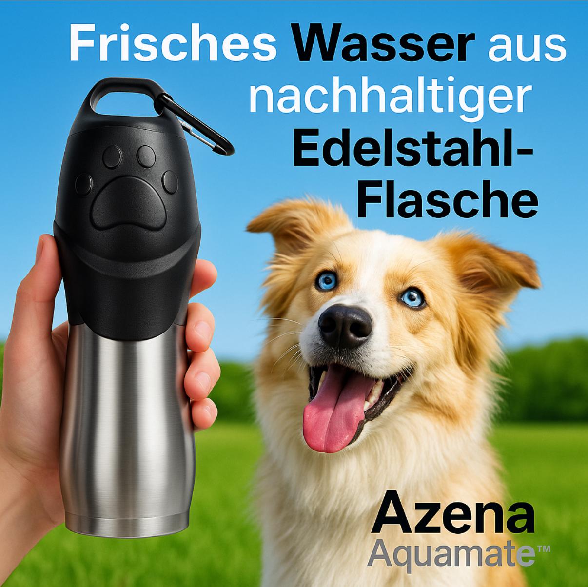 Azena AquaMate™ | Premium Hundetrinkflasche aus Edelstahl