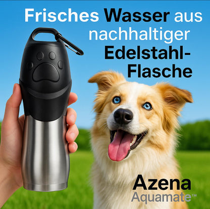 Azena AquaMate™ | Premium Hundetrinkflasche aus Edelstahl